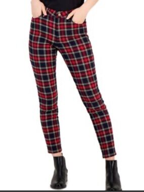 Tommy Hilfiger Red and Black Plaid Pants